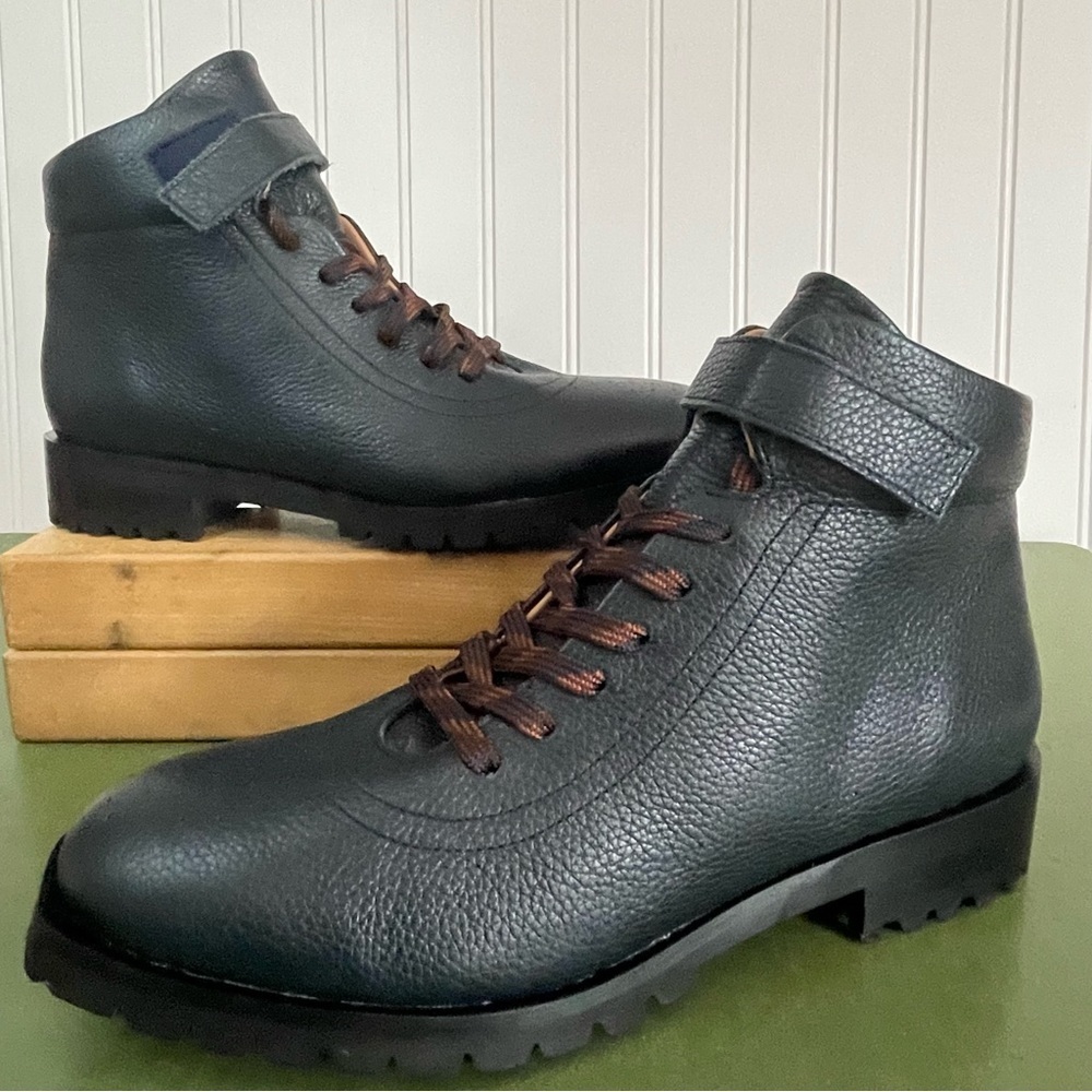 NWT Anthropologie/Naguisa LESTE Lug Sole Ankle Boots in Pebbled Navy *Spain* - Picture 3 of 14